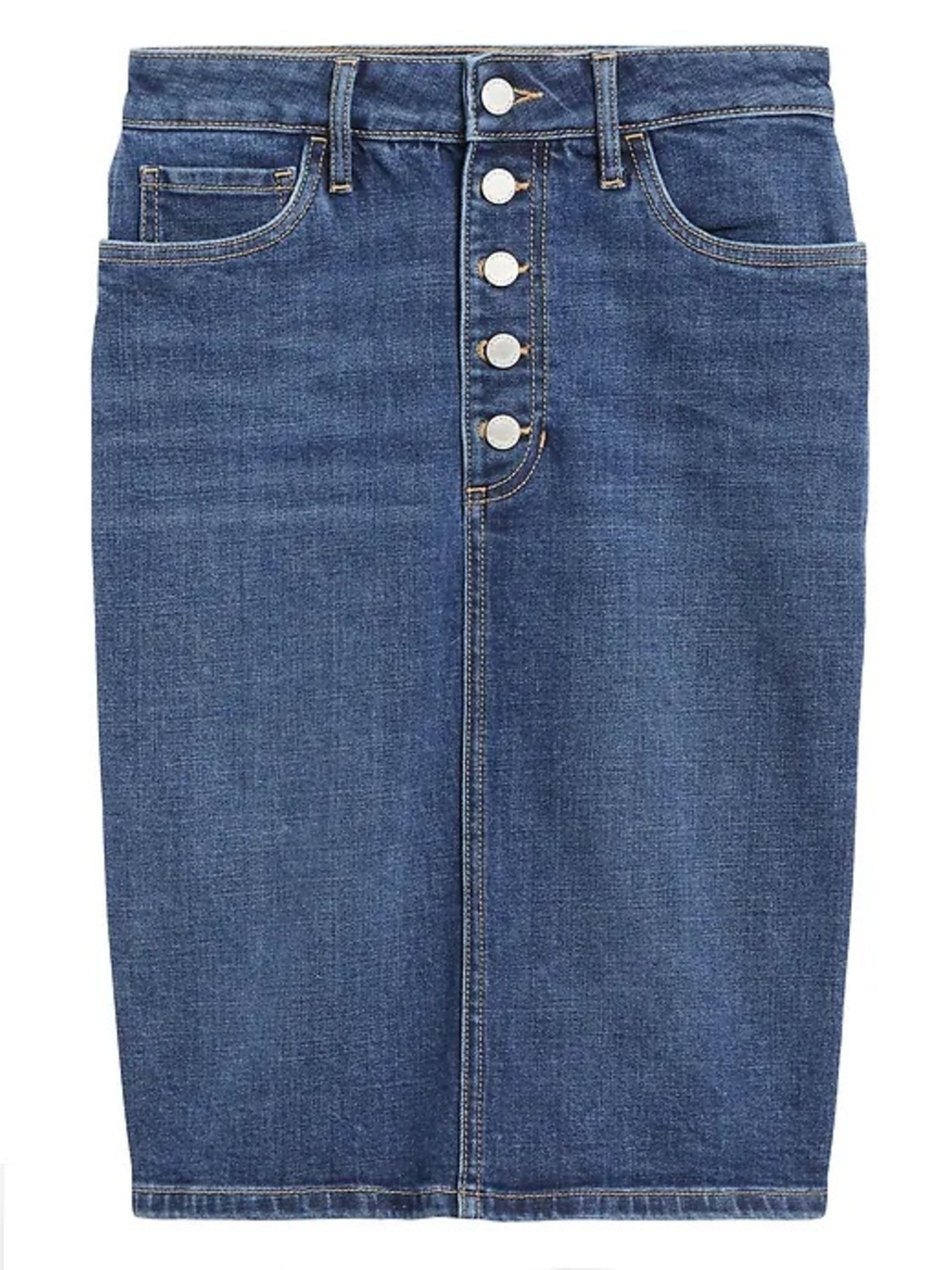 Banana Republic Indigo Button-Fly Denim Pencil Skirt